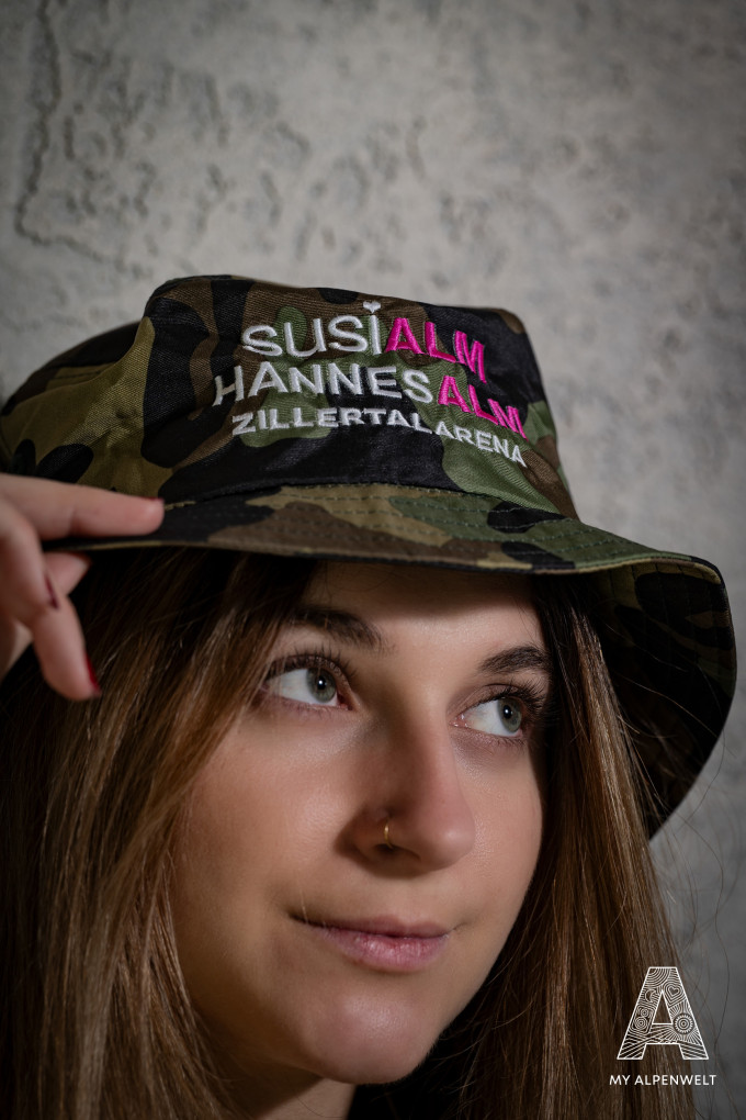 Camouflage Bucket Hat with Susi Alm, Hannes  Alm & Zillertal Arena Logo