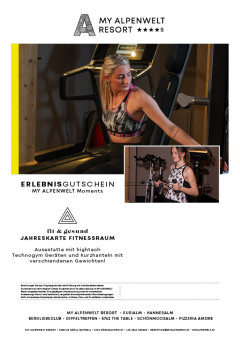 Gutschein für eine Jahreskarte des My Alpenwelt Fitnessraums